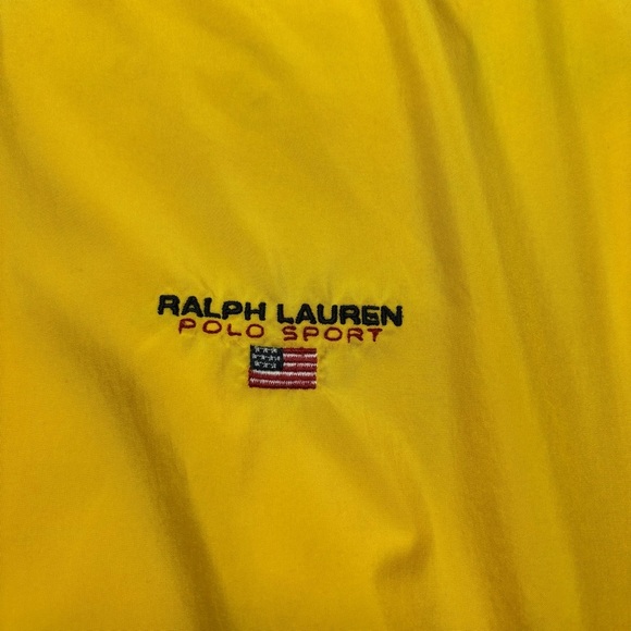 Vintage Ralph Lauren Jacket Mens Large Polo Sport 90s Windbreaker Yellow Zip Up - Picture 3 of 7